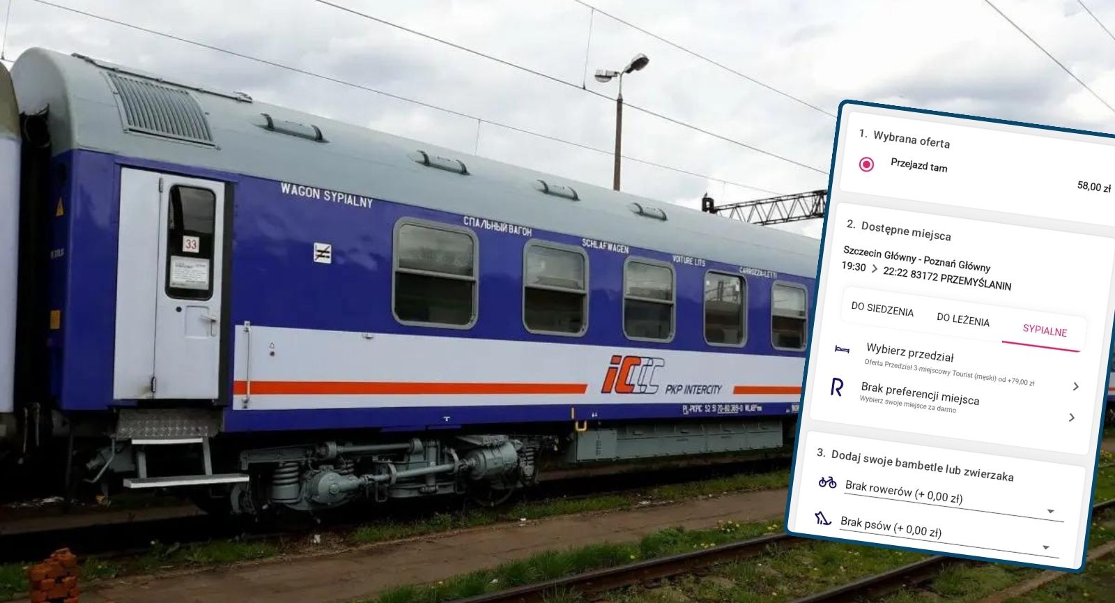 Bilety na kuszetkę i sypialny do kupienia w kolejnych miejscach