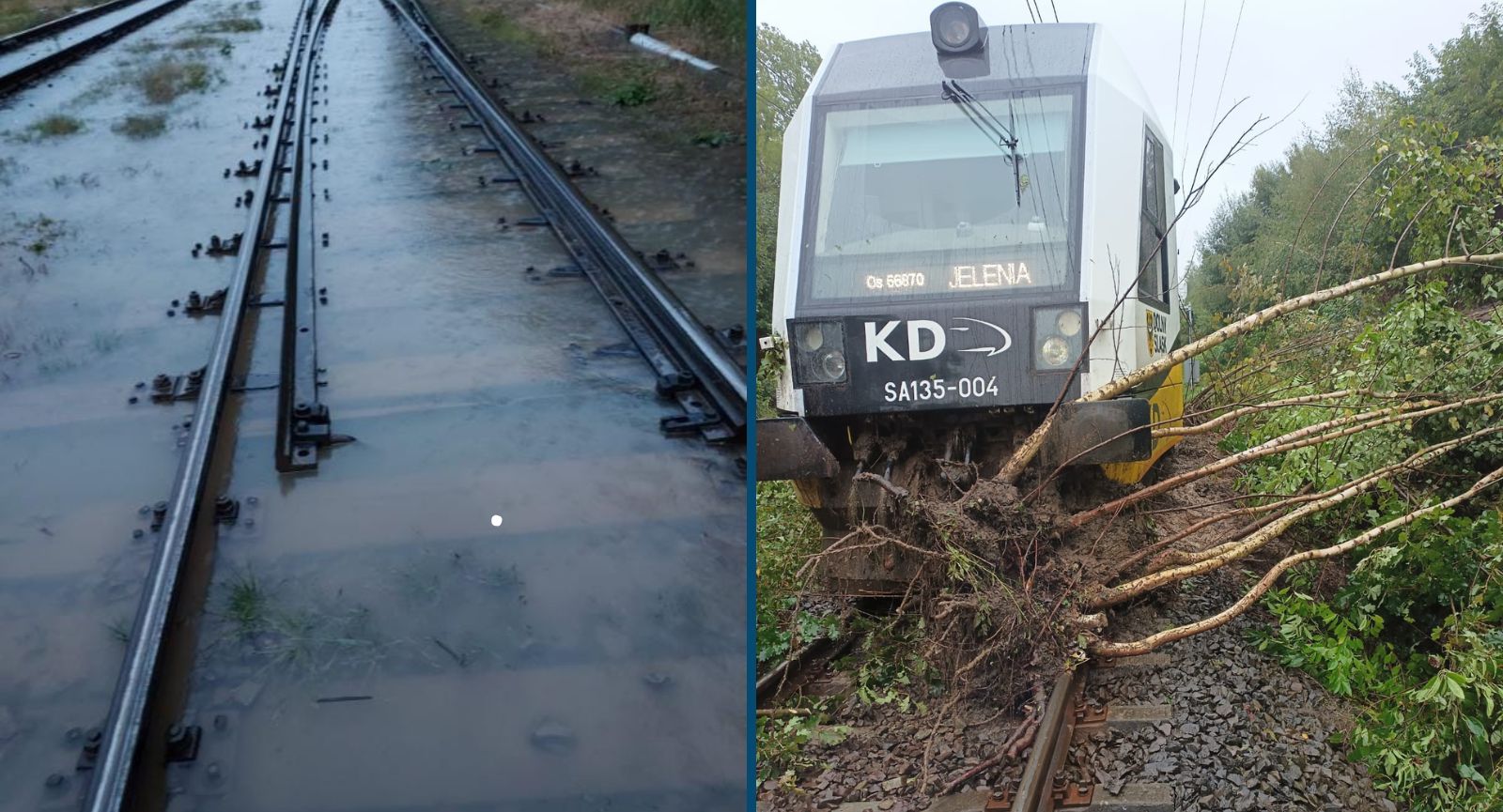 Pogoda i powódź paraliżuje kolej. Setki opóźnionych i odwołanych pociągów