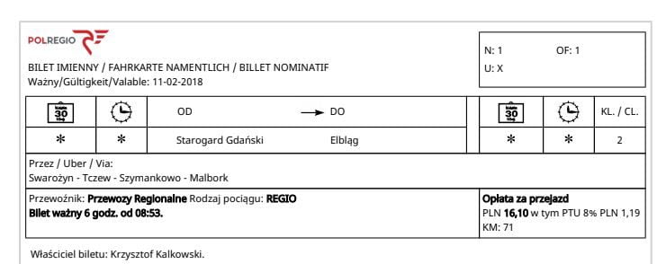 Dlaczego kupując bilet przez internet musimy podać dane personalne?